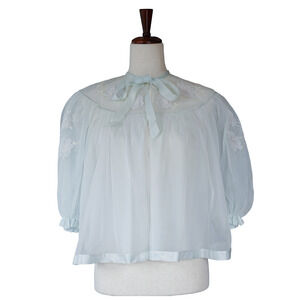 VTG Gotham Floral Lingerie Jacket M Peignoir Bed Topper Bridal Coquette Fairy